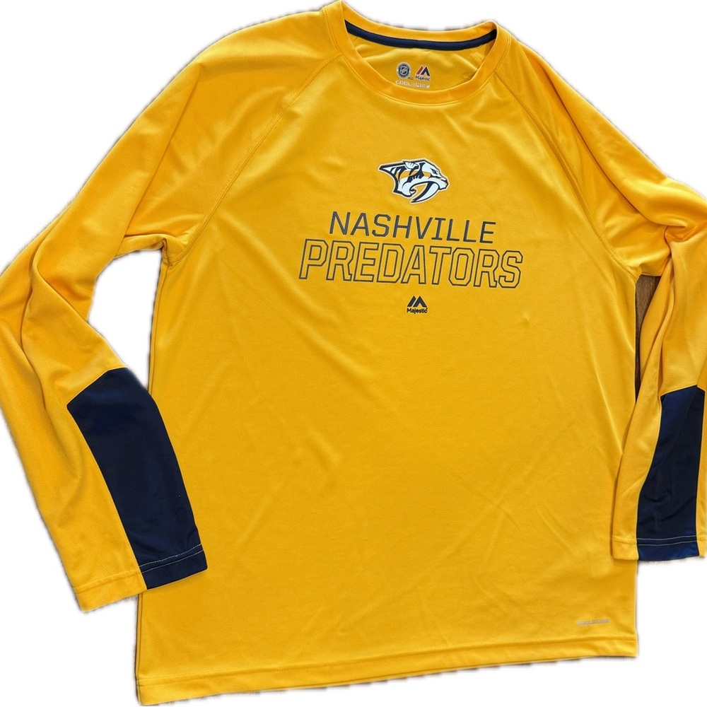 Majestic Nashville Predators Yellow Long Sleeve Shirt